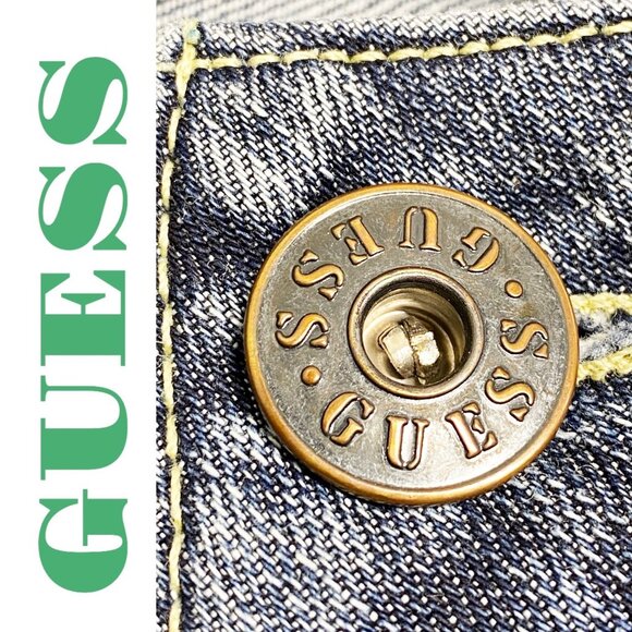 GUESS VINTAGE Y2K DAREDEVIL BOOTCUT FLARE JEANS LOW RISE, SIZE 27 - Picture 11 of 15